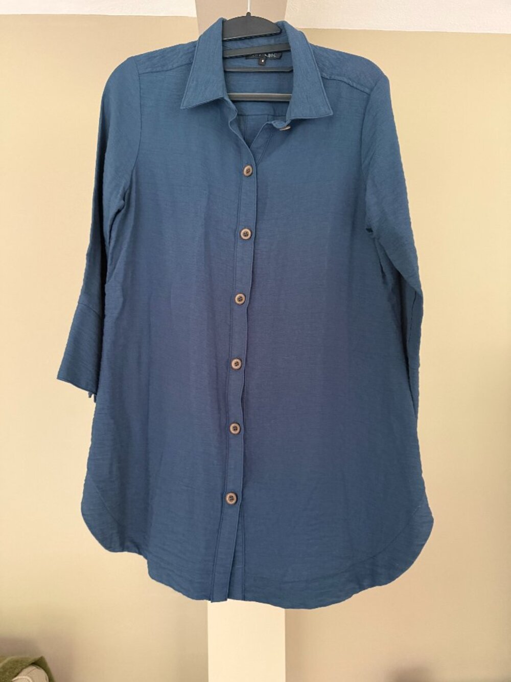 BOHO CHIC Brand Button Up Shirt Size Small Blue/Dark Teal 3/4 Sleeve